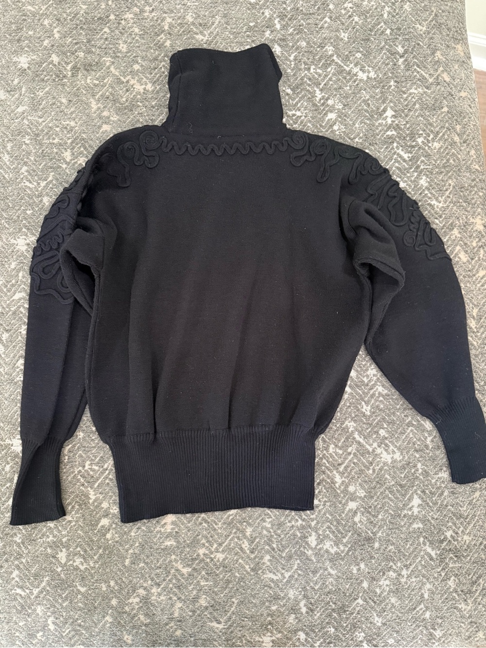 Vintage Meister Medium Black Wool Blend Soutache Turtleneck Sweater
